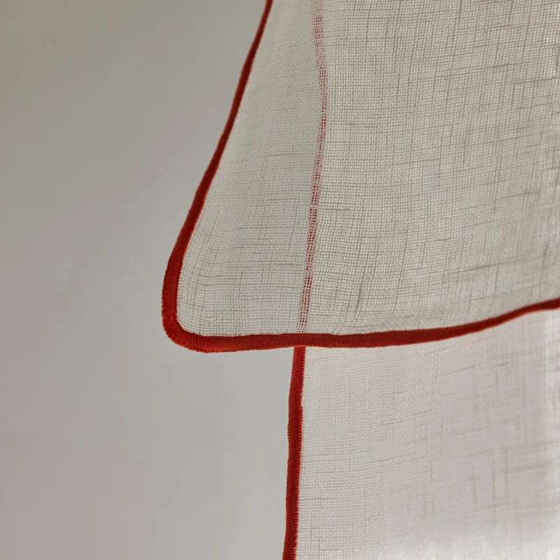 Voilage panneau SHADOW blanc et bourdon orange brûlée