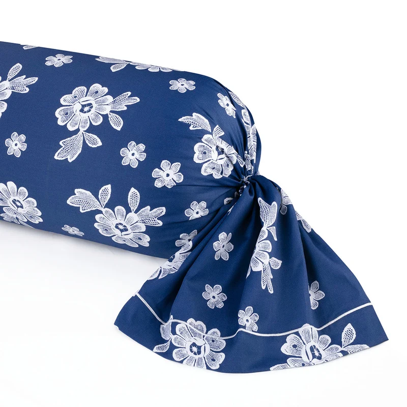 Taie d'oreiller satin de coton - Blossom Bleu foncé