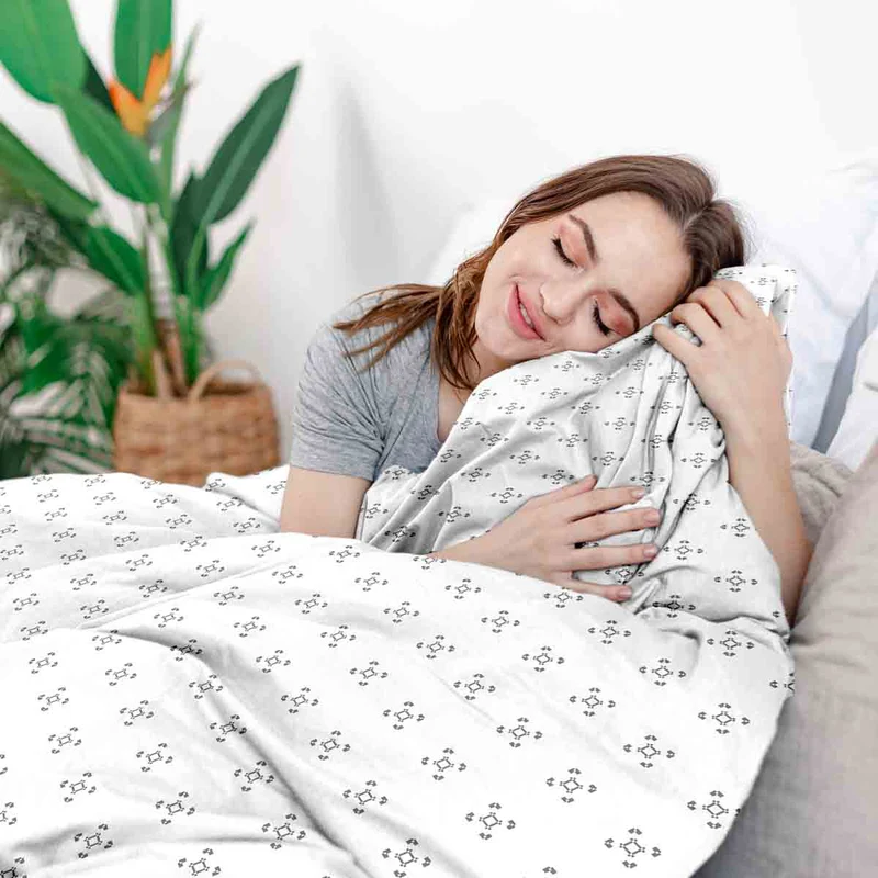 Therapiedecken Bettwäschen Set Weiß Quadrate