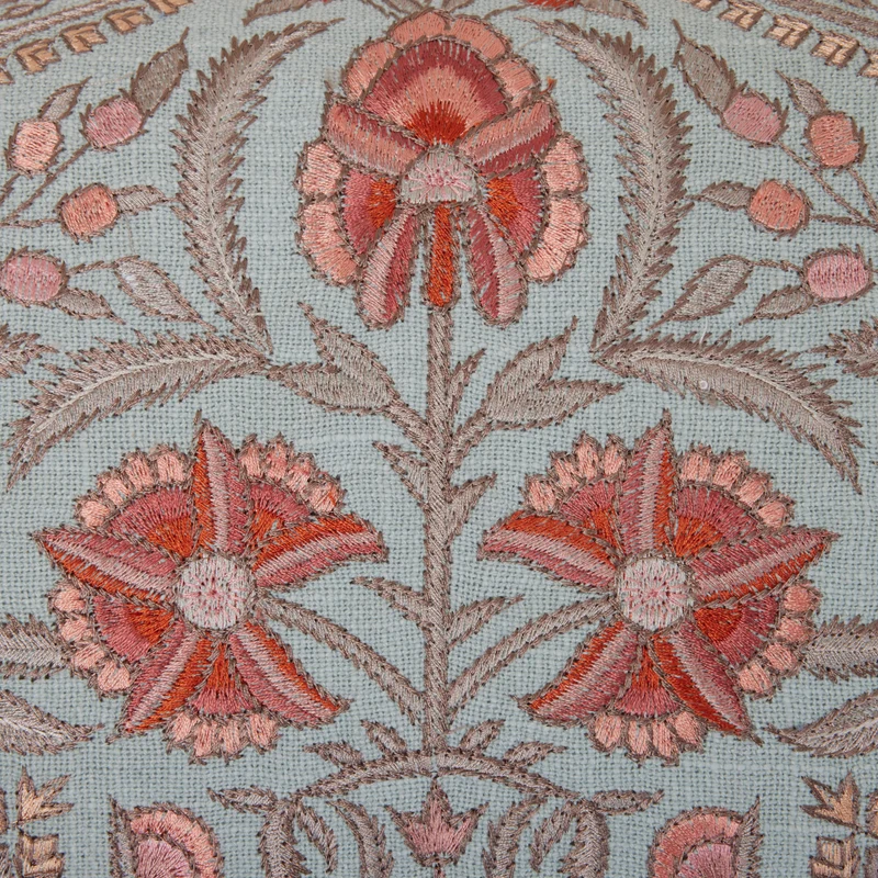 Housse de coussin MIRCEA celadon et rosé