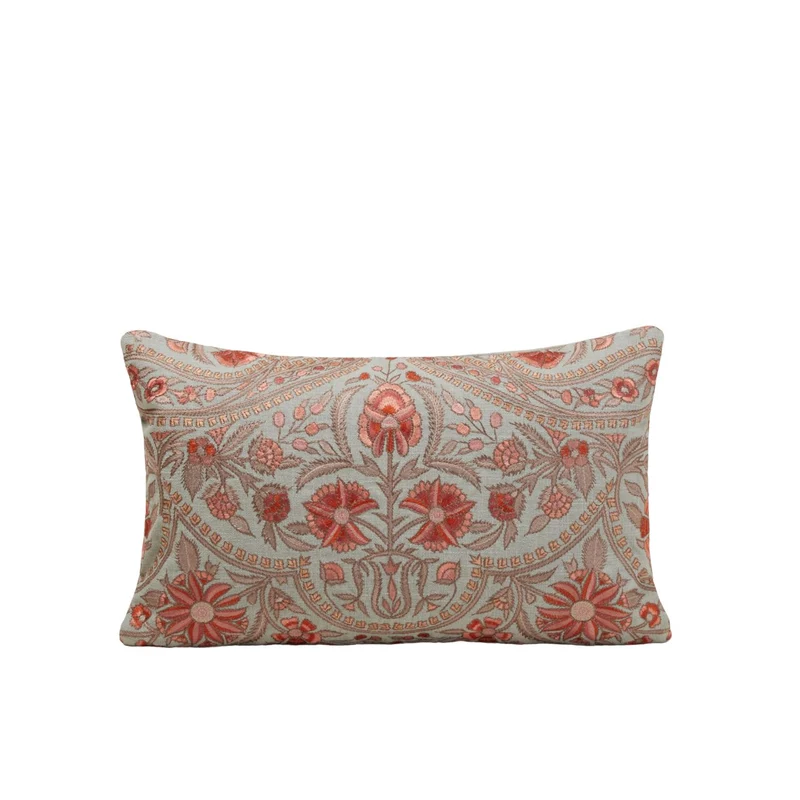 Housse de coussin MIRCEA celadon et rosé