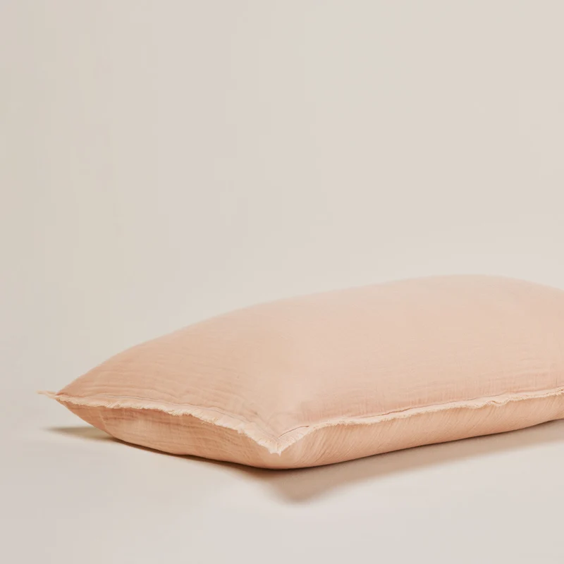 Taie d'oreiller LOU pêche rosé