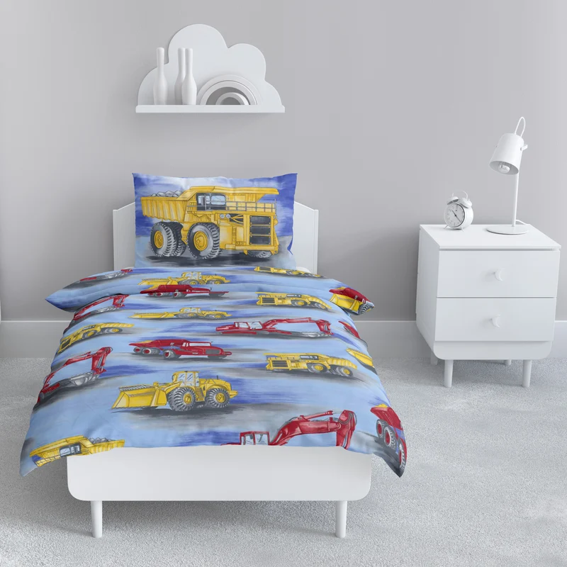 Renforce Bettwäsche-Set 135x200cm Bagger in Blau