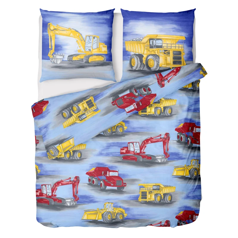 Renforce Bettwäsche-Set 135x200cm Bagger in Blau