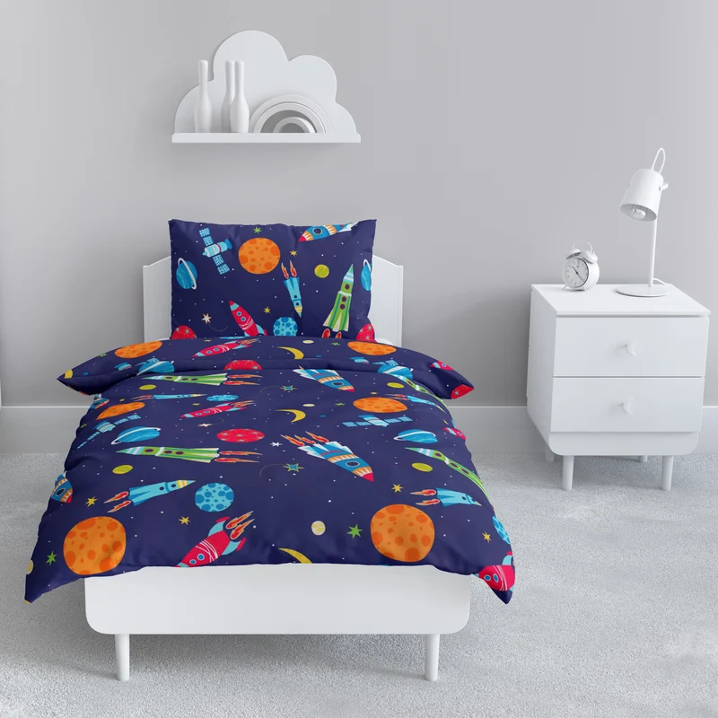 Renforce Bettwäsche-Set 135x200cm Astronaut in Navy Blau
