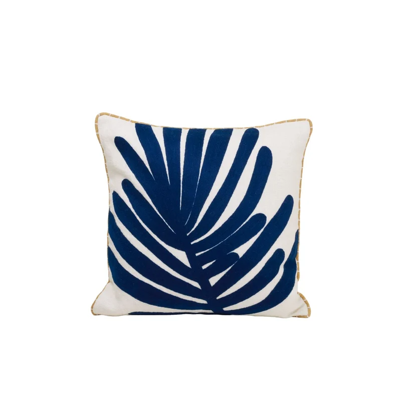 Housse de coussin TROPI ecru et indigo