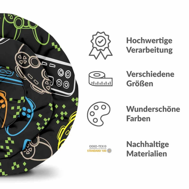 Therapiedecken Baumwollbezug Schwarz mit Spielkonsolen
