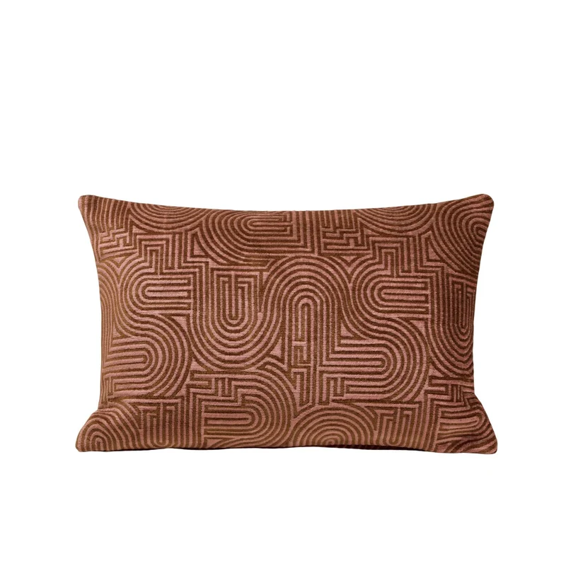 Housse de coussin KLARK rose de pêcher et caramel