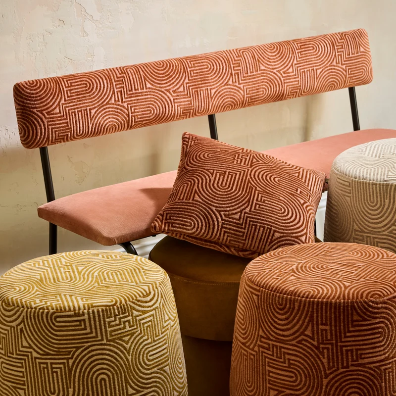 Housse de coussin KLARK rose de pêcher et caramel