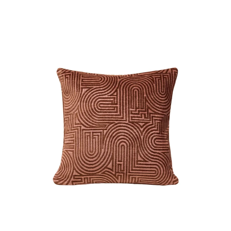 Housse de coussin KLARK rose de pêcher et caramel