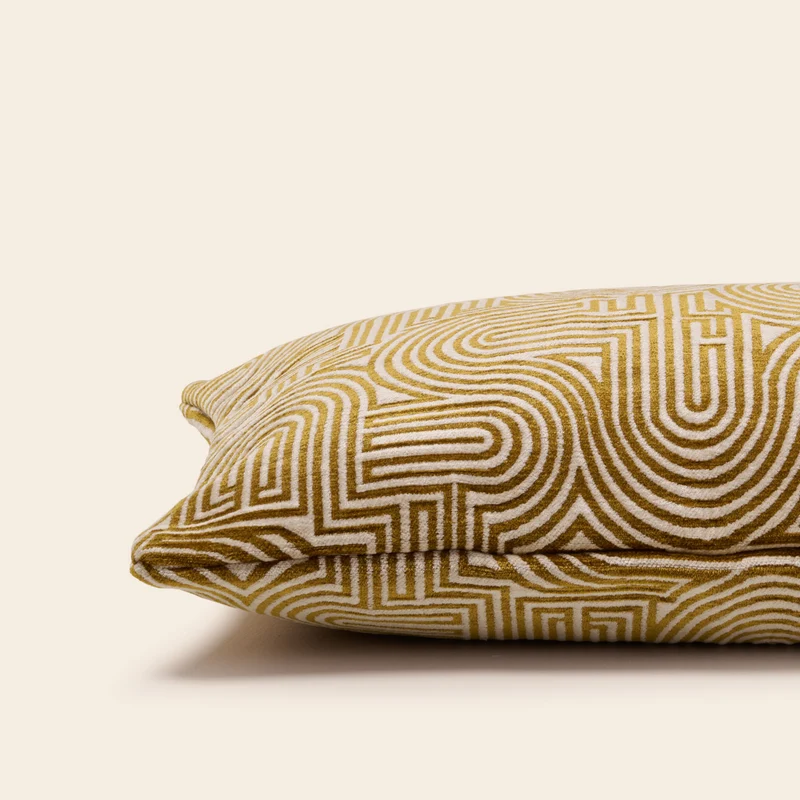 Housse de coussin KLARK ecru et moutarde