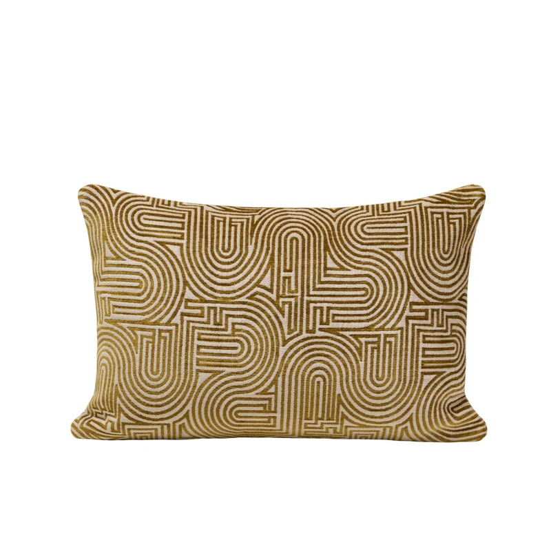 Housse de coussin KLARK ecru et moutarde