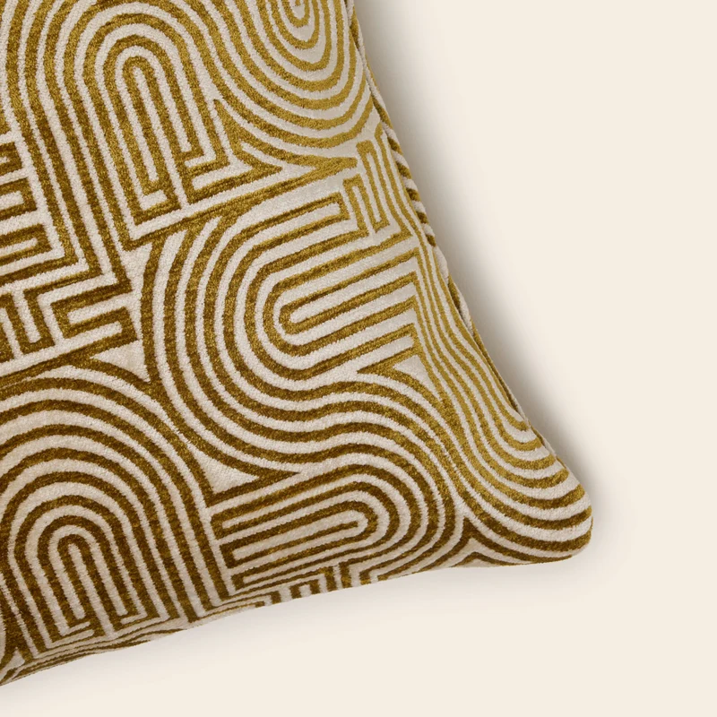 Housse de coussin KLARK ecru et moutarde