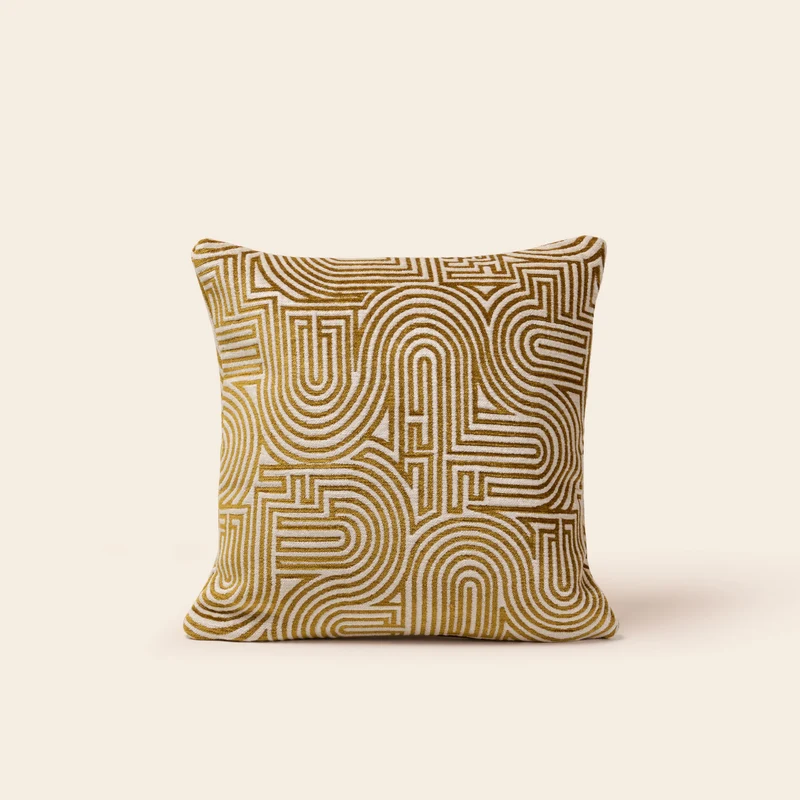 Housse de coussin KLARK ecru et moutarde
