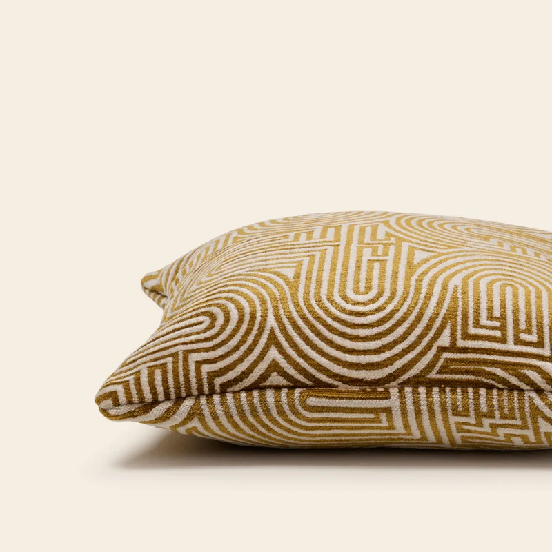 Housse de coussin KLARK ecru et moutarde