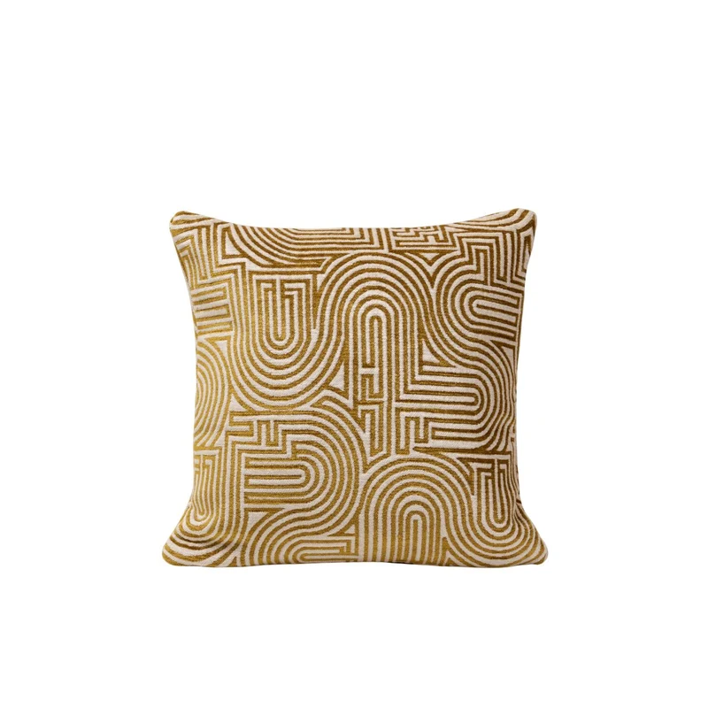 Housse de coussin KLARK ecru et moutarde