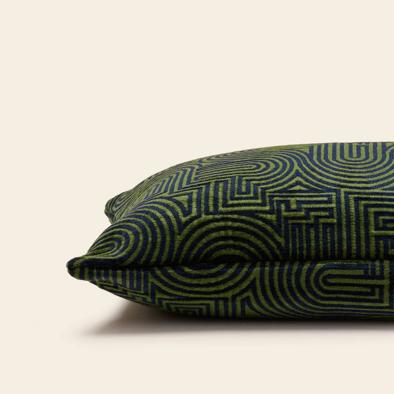 Housse de coussin KLARK bleu nuit et vert olive