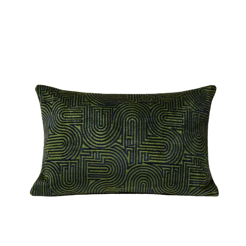 Housse de coussin KLARK bleu nuit et vert olive