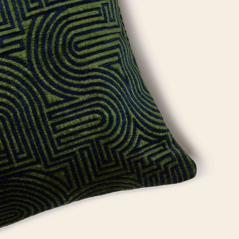 Housse de coussin KLARK bleu nuit et vert olive
