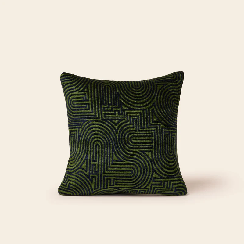 Housse de coussin KLARK bleu nuit et vert olive