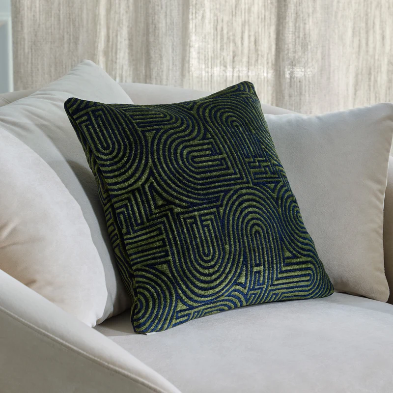 Housse de coussin KLARK bleu nuit et vert olive