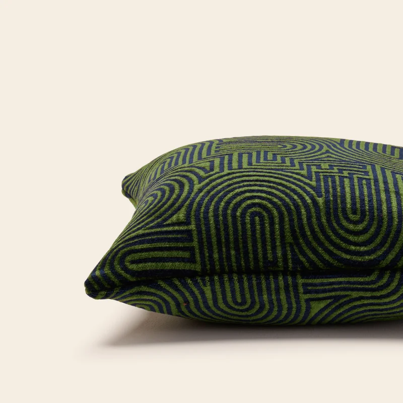 Housse de coussin KLARK bleu nuit et vert olive