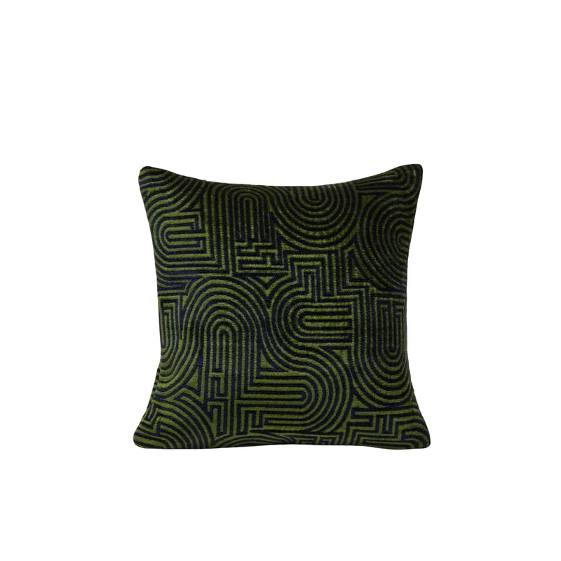 Housse de coussin KLARK bleu nuit et vert olive