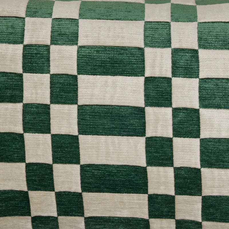 Housse de coussin TCHEKY ecru et vert vif