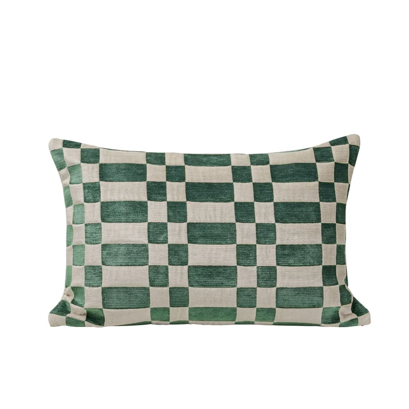 Housse de coussin TCHEKY ecru et vert vif