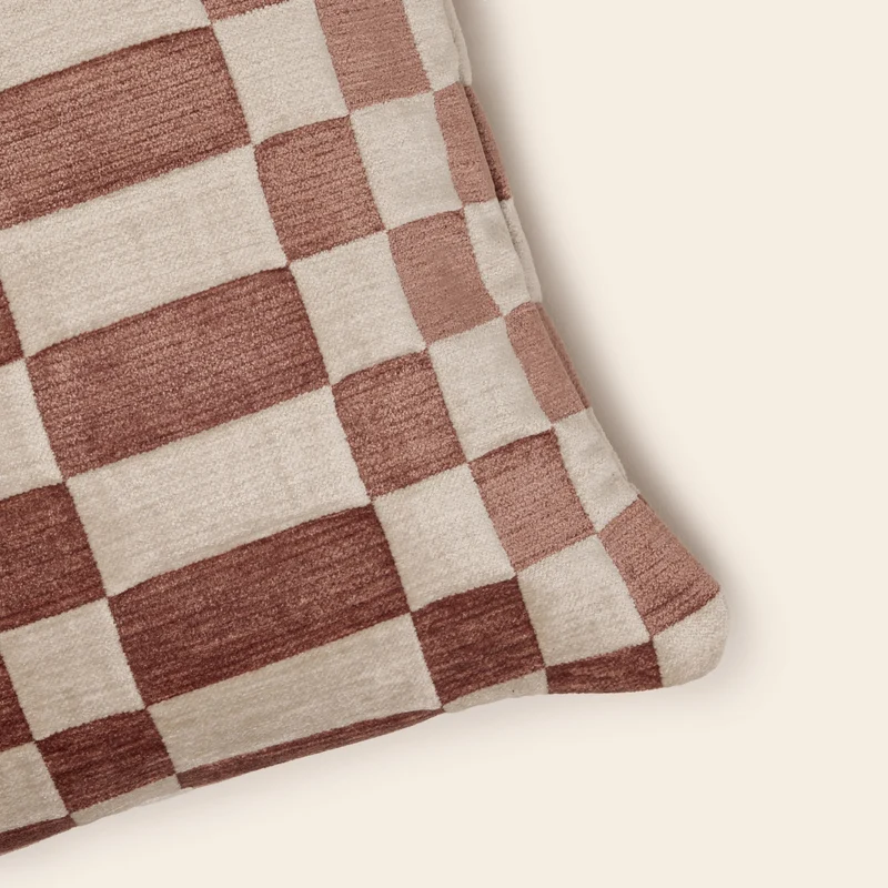Housse de coussin TCHEKY ecru et terracota