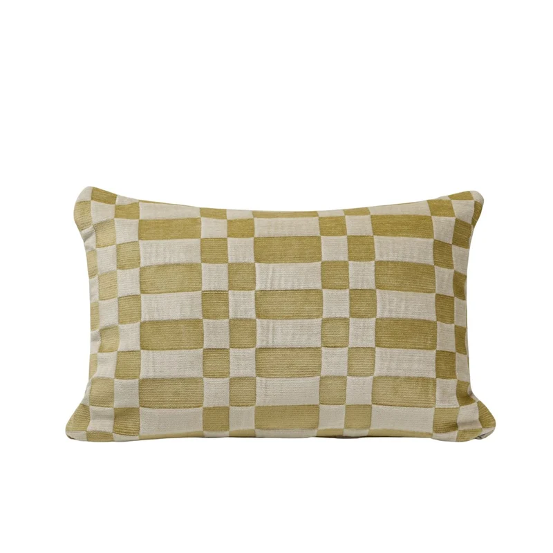 Housse de coussin TCHEKY ecru et jaune doux