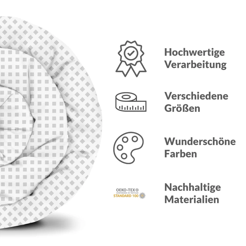 Therapiedecken Baumwollbezug Weiß mit zarten Karos