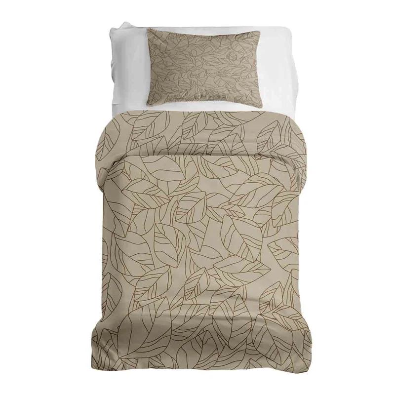Therapiedecken Bettwäschen Set Beige mit Blattform Schwarz
