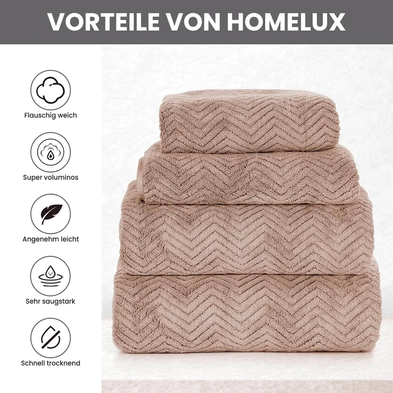 HOMELUX Handtuch Set 2 / 3 / 4 teilig Badetuch Set + Towel saugstarkes Frottiertücher Set