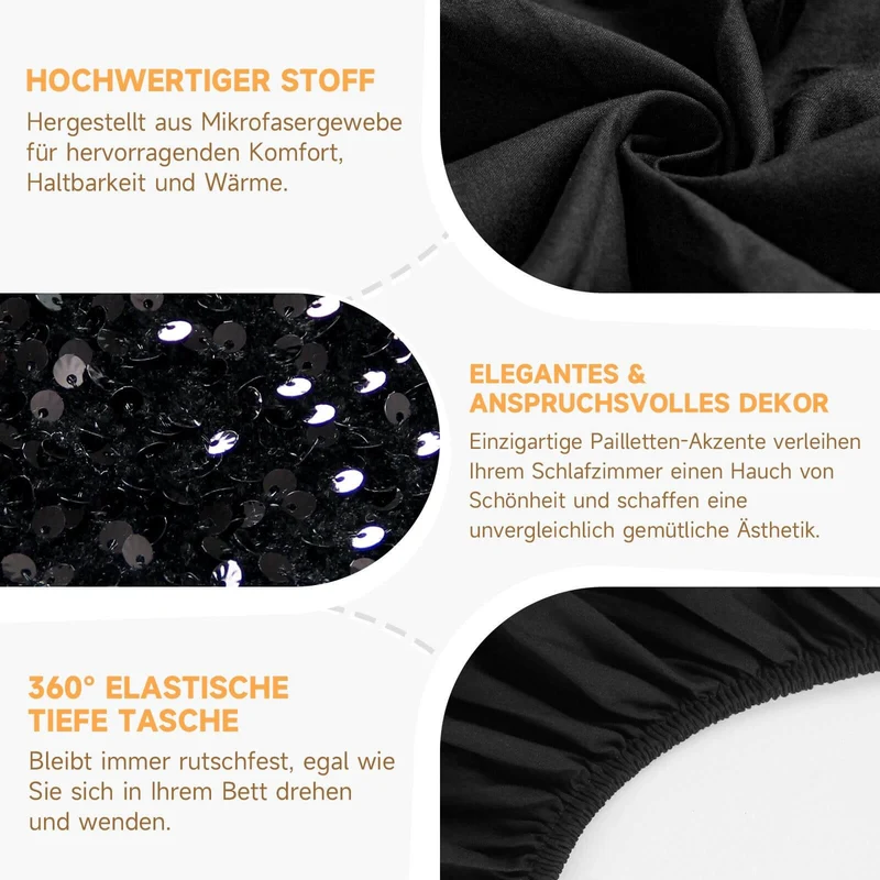 Bettwäsche Set 180x200 cm, 4-teilig, inklusive Steppdecke 240x260 cm und 2 Kissenbezügen 50x70 cm