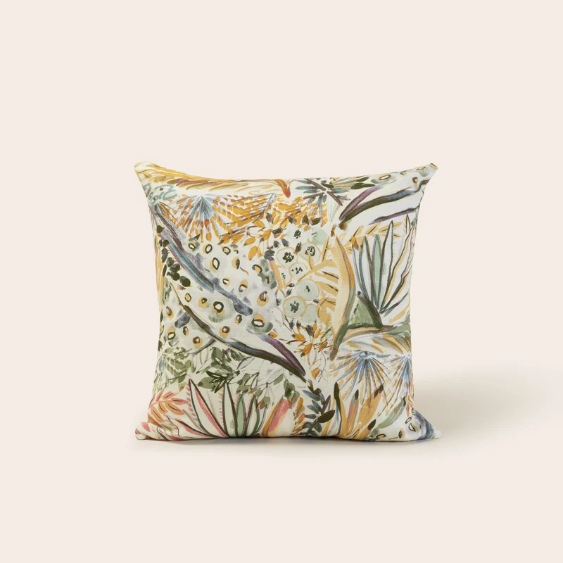 Housse de coussin AQUARELA ivoire et pastel