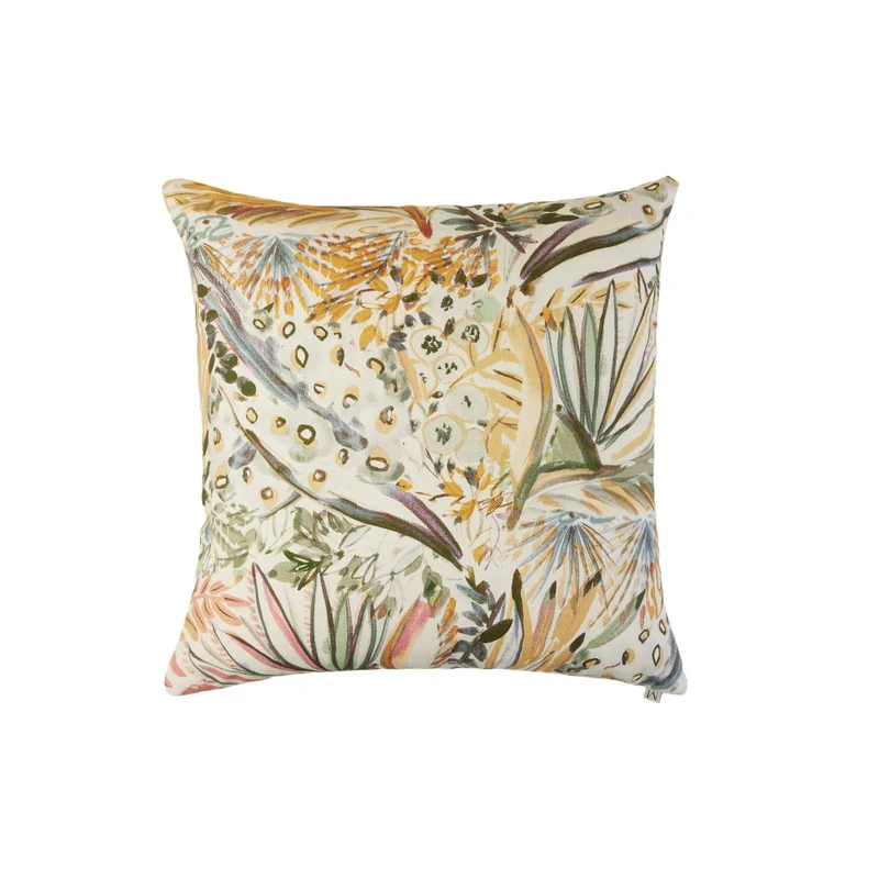 Housse de coussin AQUARELA ivoire et pastel