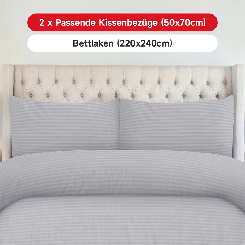 Bettwäsche Sets 220x240 4pcs Bettbezüge 200 x 220 1er Set 50x70 2er Kissenbezüge Hellgrau Blau