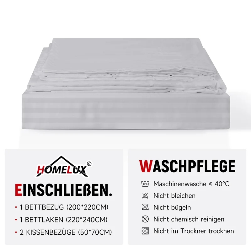 Bettwäsche Sets 220x240 4pcs Bettbezüge 200 x 220 1er Set 50x70 2er Kissenbezüge Hellgrau Blau