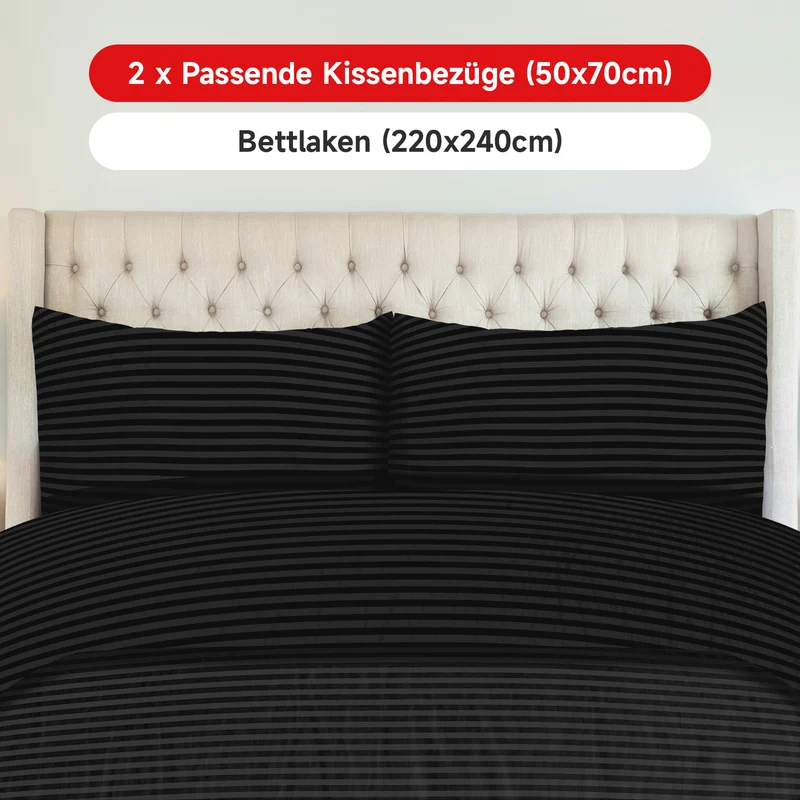 Bettwäsche Sets 220x240 4pcs Bettbezüge 200 x 220 1er Set 50x70 2er Kissenbezüge Schwarz