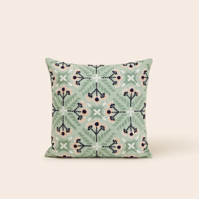 Housse de coussin NAJOUA aqua à coloris multiples