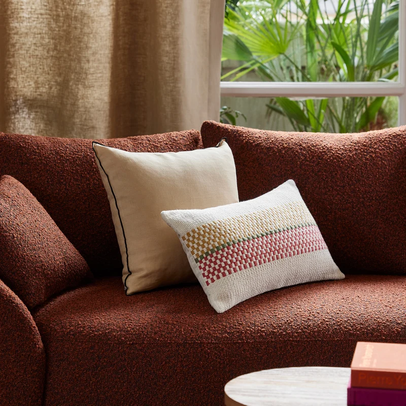 Housse de coussin EMEO jaune et terracotta