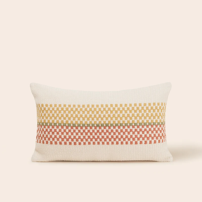 Housse de coussin EMEO jaune et terracotta