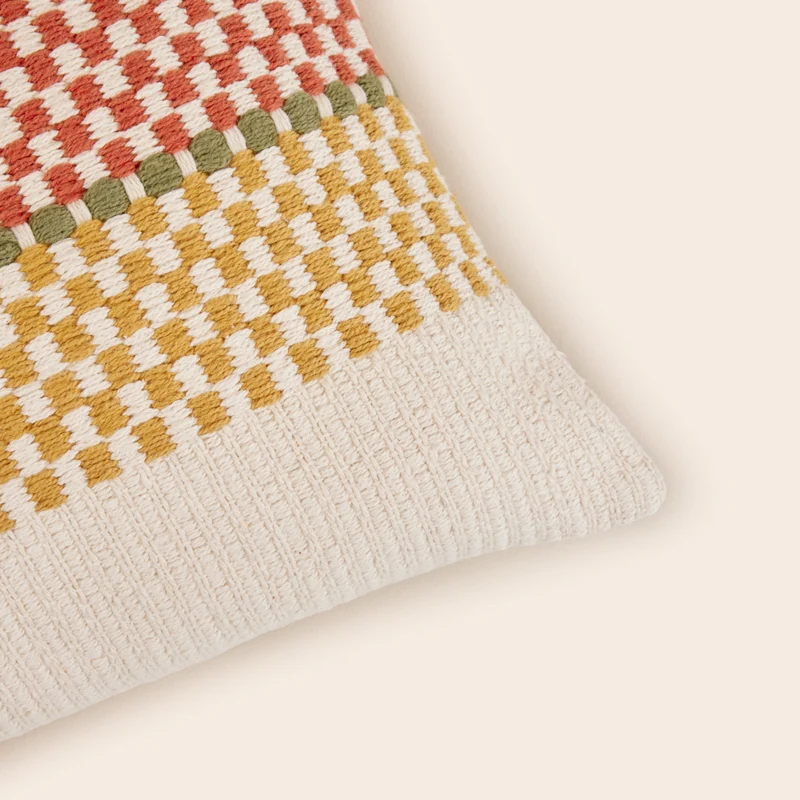 Housse de coussin EMEO jaune et terracotta
