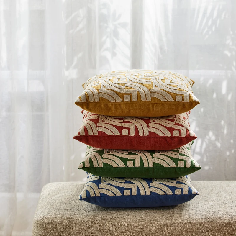 Housse de coussin IAKOBO bleu et naturel