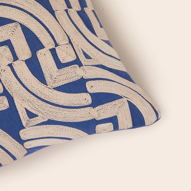 Housse de coussin IAKOBO bleu et naturel