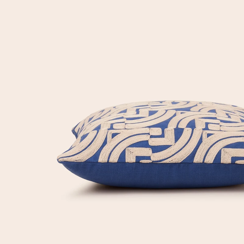 Housse de coussin IAKOBO bleu et naturel