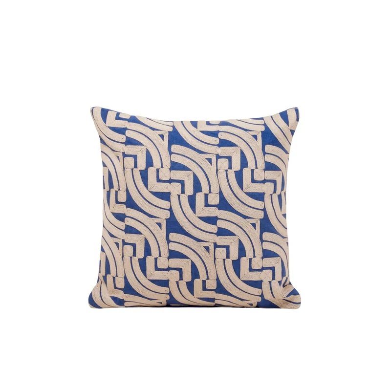 Housse de coussin IAKOBO bleu et naturel