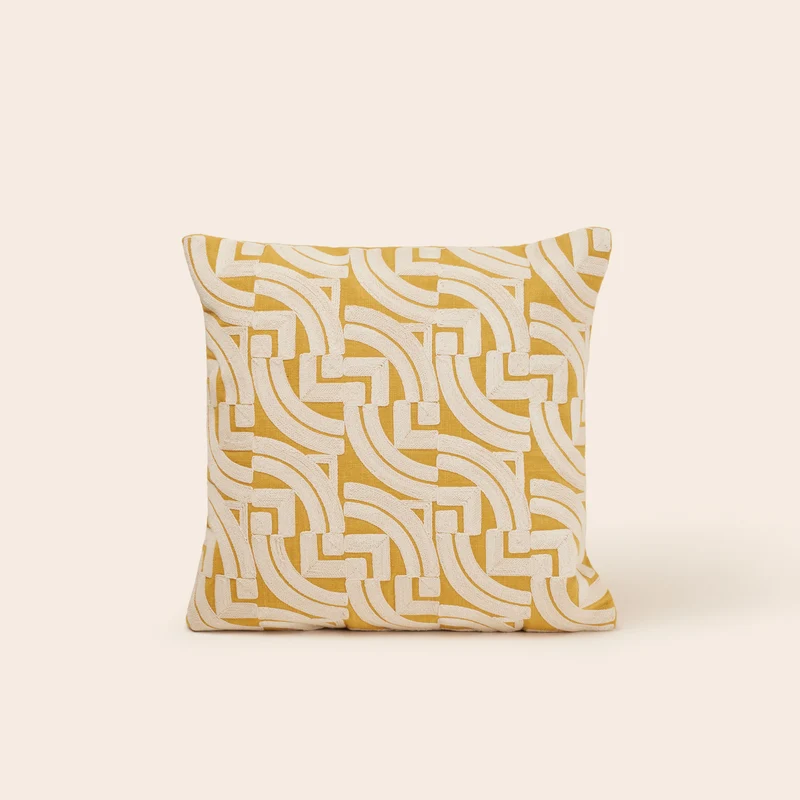 Housse de coussin IAKOBO ocre et naturel