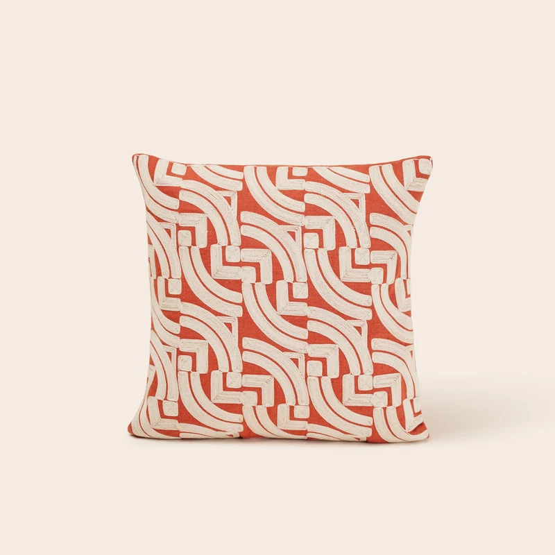 Housse de coussin IAKOBO brique et naturel